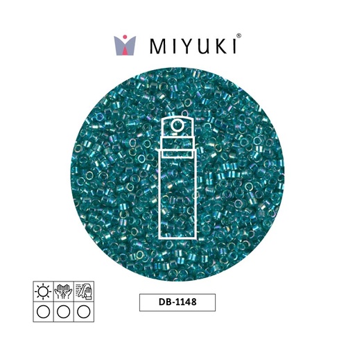 [29627] Miyuki delica 11/0 DB1248 transparente caribbean azul verdoso AB x 10g