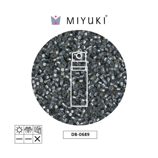 [32674] Miyuki delica 11/0 DB0689 mate plateado forrado moss GRIS x 10g