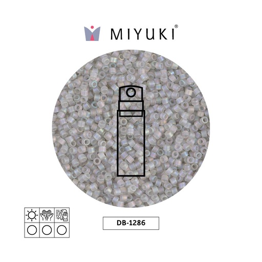 Miyuki delica 11/0 DB1286 mate transparente gris niebla AB x 10g