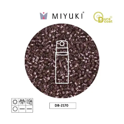 [28859] Miyuki delica 11/0 DB2170 plateado forrado raisin Duracoat x 10gr