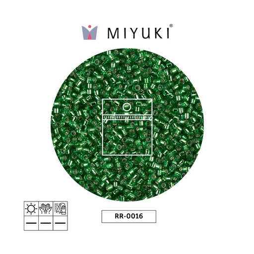 [23754] Mostacilla Miyuki rocalla 11/0 RR0016 plateado forrado verde x 25g