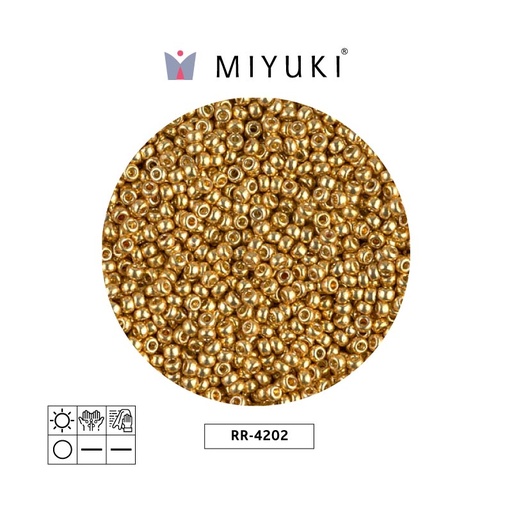 Mostacilla Miyuki rocalla 11/0 RR4202 galvanizado dorado Duracoat x 250g