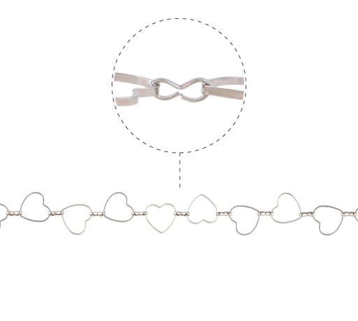[20953] Cadena rodio #2 corazon 13.5x15 x mts