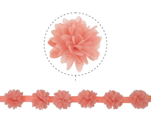 [21998] Flor organza 4-4.5cm N.79 living coral x 1yd (17pcs x yd)