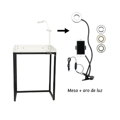 Set de trabajo - Mesa Modular + Aro de Luz